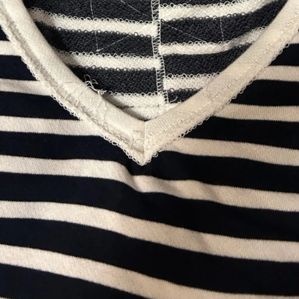 Free People We The Free Main Squueze Navy White Striped Poncho V Neck Pullover S - Picture 7 of 9